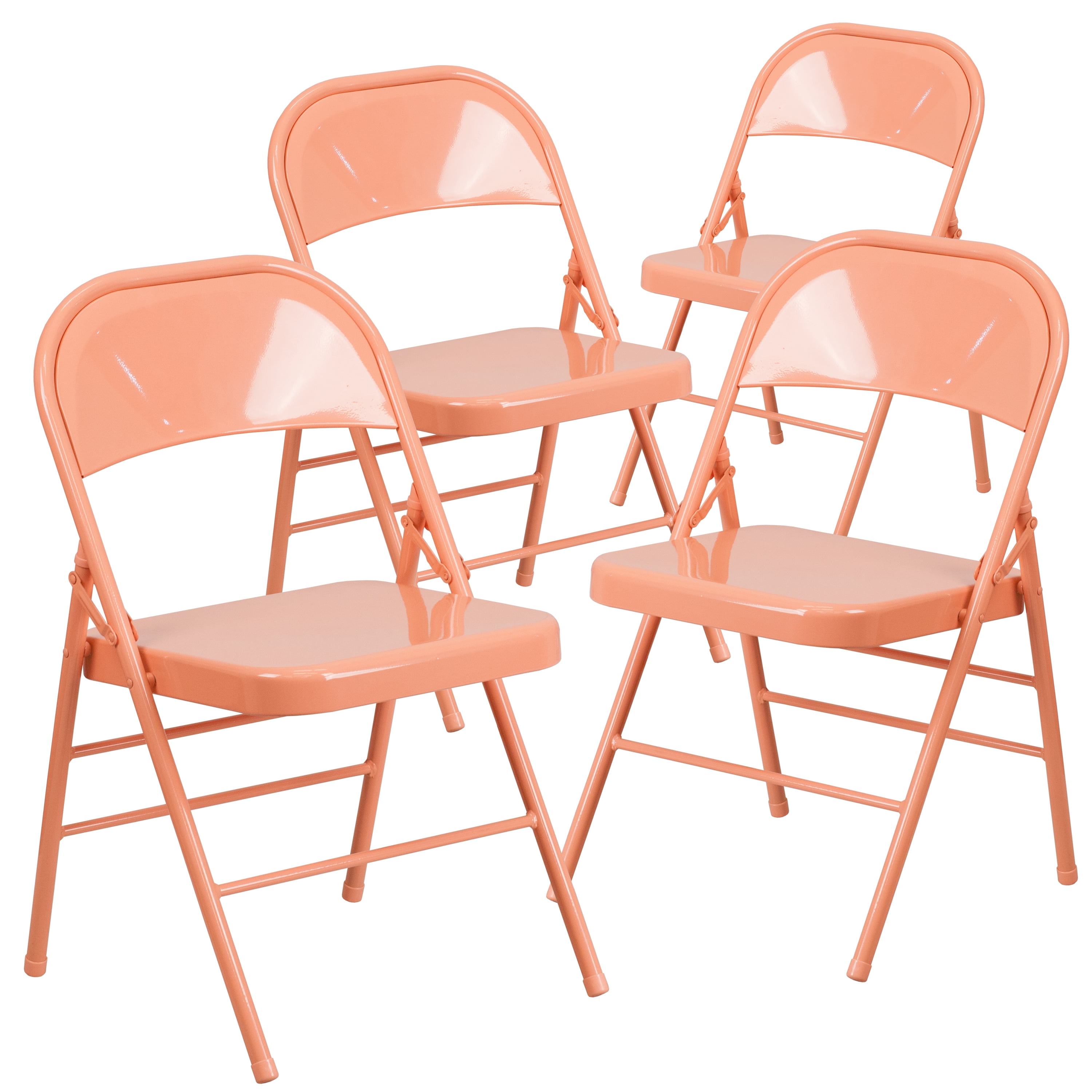 特別価格Flash Furniture Pack HERCULES COLORBURST Series Sedona Coral Triple  Braced ＆ Double Hinged Metal Folding Chair並行輸入