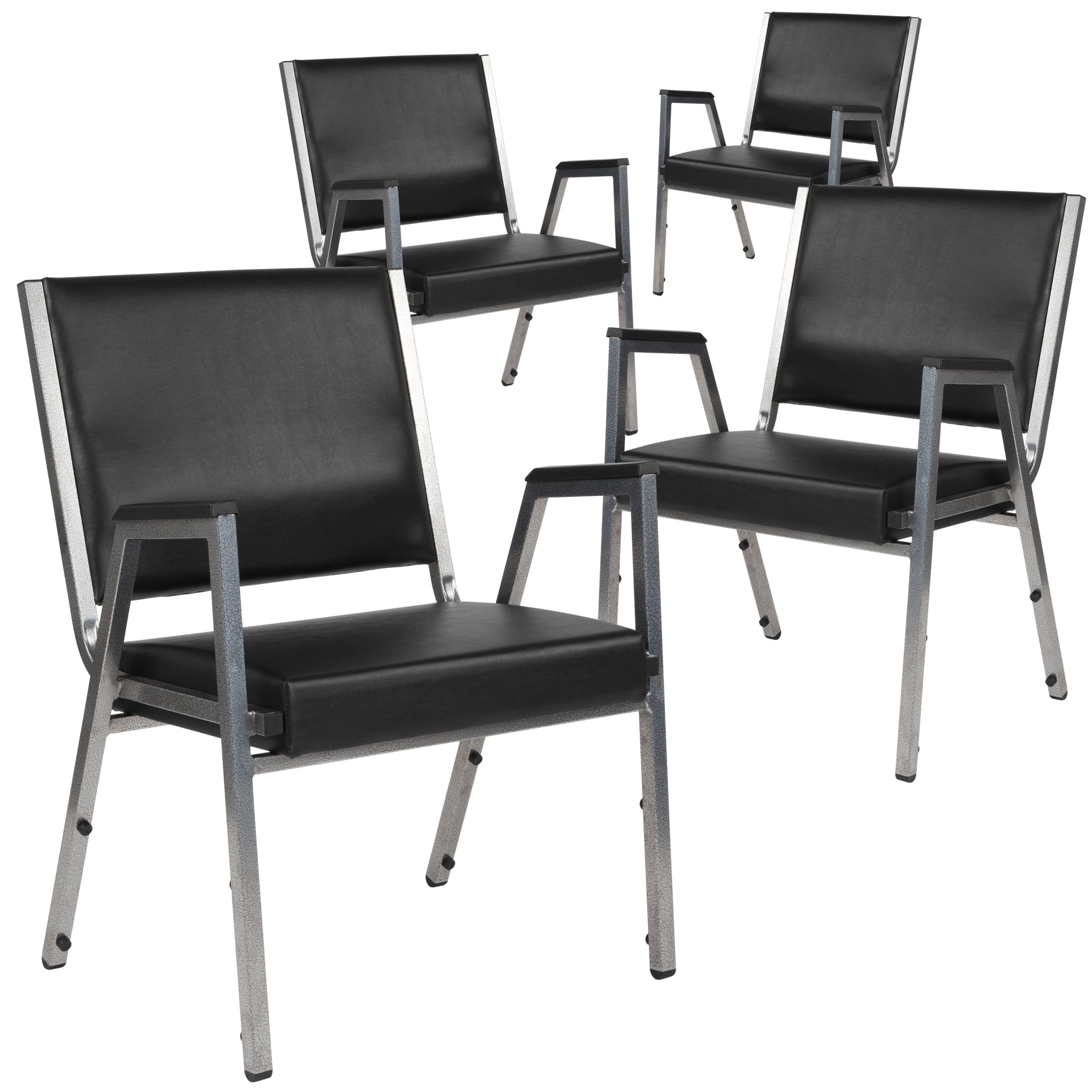 Flash Furniture 4 Pack HERCULES Series 1000 lb. Rated Black Antimicrobial Vinyl Bariatric Medical Reception Arm Chair
