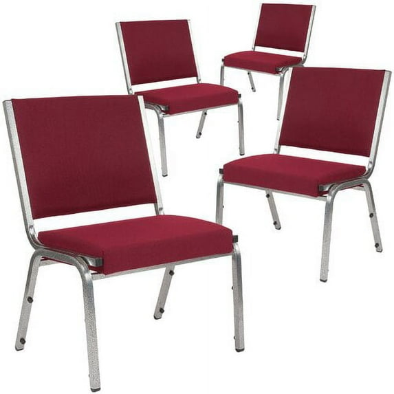 Flash Furniture 4 Pack HERCULES Series 1000 lb. Rated Burgundy Antimicrobial Fabric Bariatric Medical Reception Chair