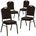 thumbnail image 1 of Flash Furniture 4 Pack HERCULES Series Crown Back Stacking Banquet Chair in Brown Patterned Fabric - Gold Vein Frame, 1 of 7