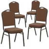 Flash Furniture 4 Pack HERCULES Series Crown Back Stacking Banquet Chair in Coffee Fabric - Gold Vein Frame