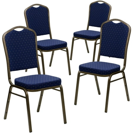 Flash Furniture Hercules Adult Size Crown Back Stacking Banquet Chairs, Set of 4, Navy Dot