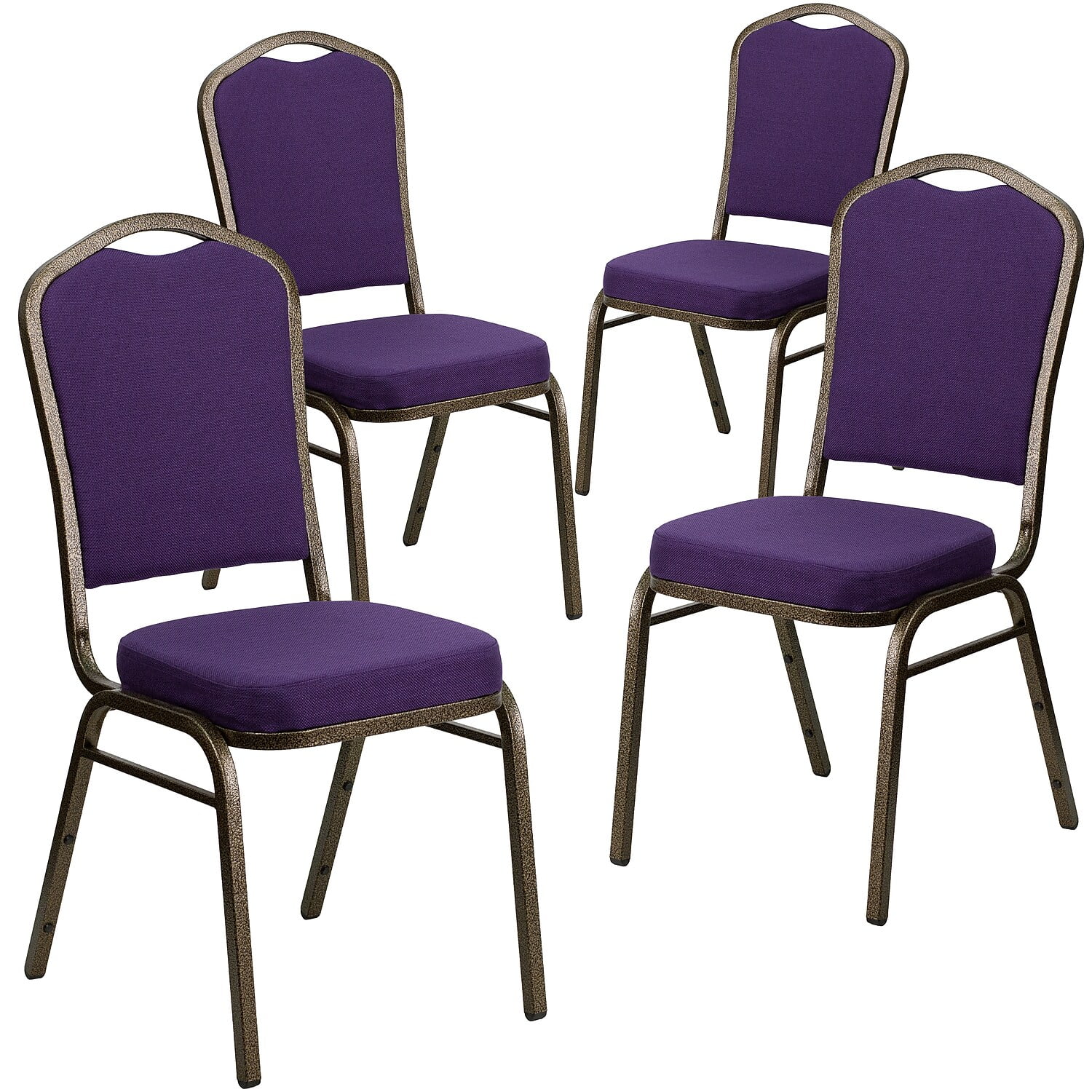 Flash Furniture 4 Pack HERCULES Series Crown Back Stacking Banquet Chair in  Navy Vinyl - Silver Vein Frame 