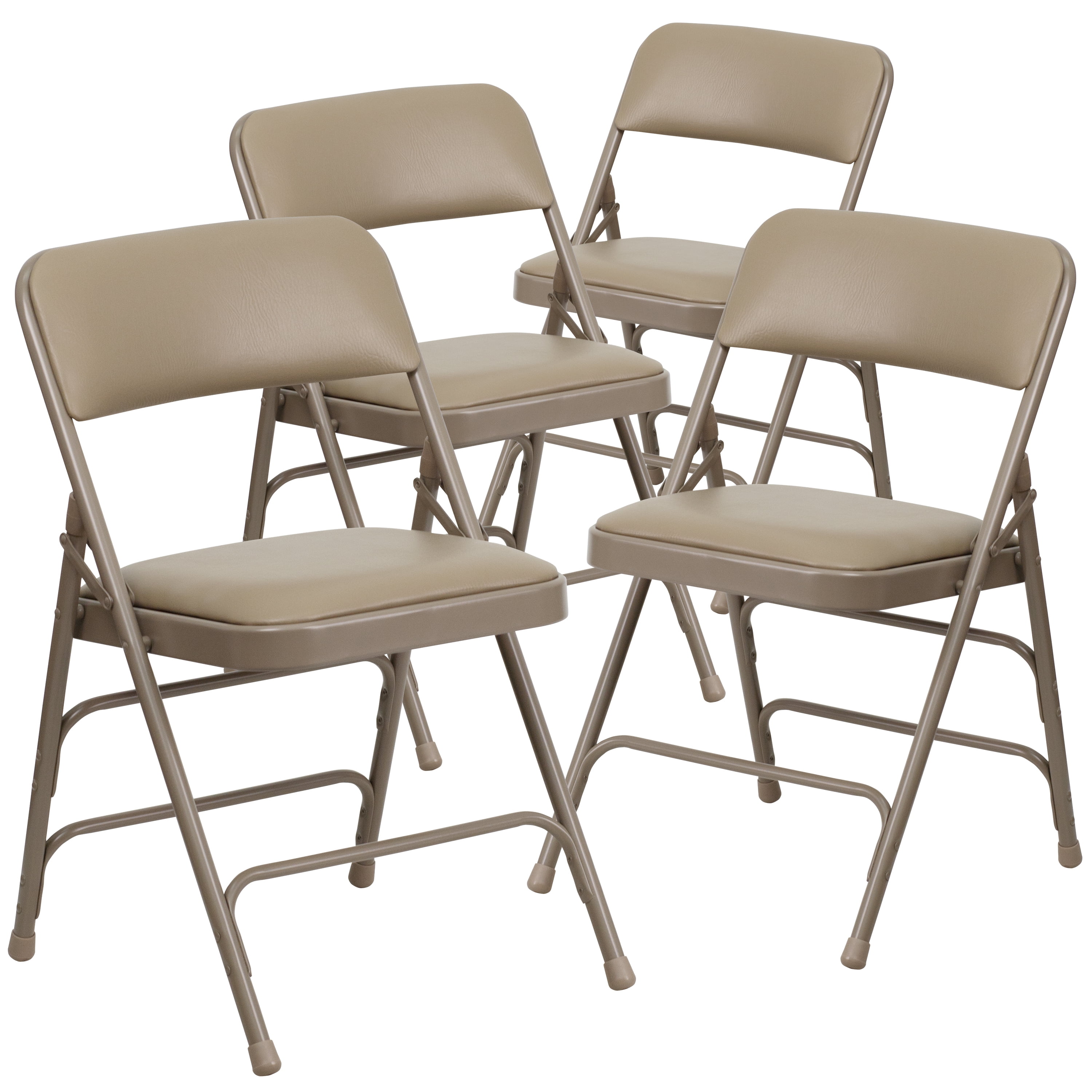 Free Shipping Flash Furniture 4 Pack HERCULES Series Curved Triple Braced Double Hinged Beige Vinyl Metal Folding Chair Walmart Walmart