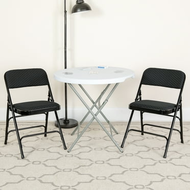 Flash Furniture 4 Pack HERCULES Series Curved Triple Braced & Double Hinged Black Patterned Fabric Metal Folding Chair