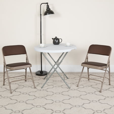 Flash Furniture 4 Pack HERCULES Series Curved Triple Braced & Double Hinged Brown Patterned Fabric Metal Folding Chair