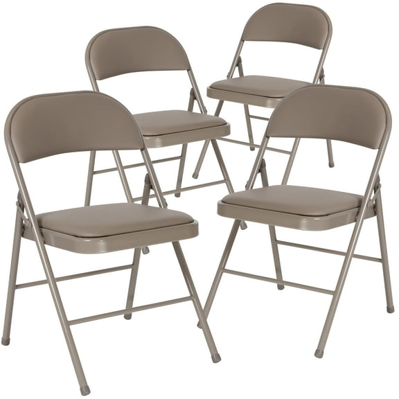 Flash Furniture 4 Pack HERCULES Series Double Braced Gray Vinyl Folding Chair