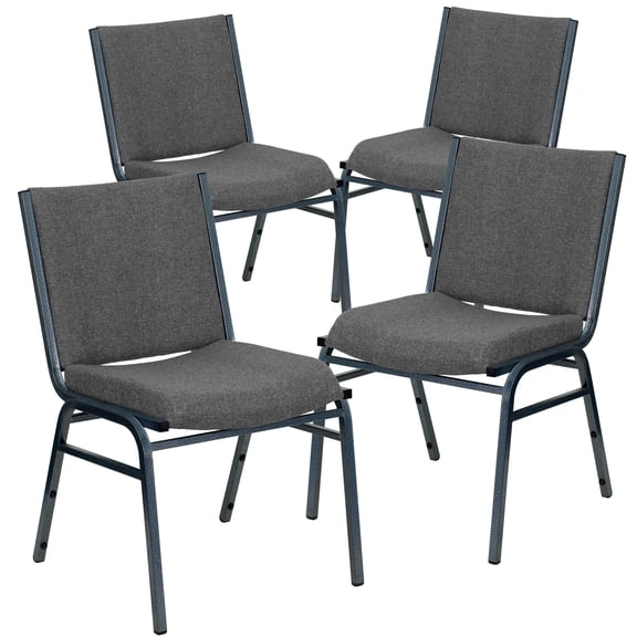 Flash Furniture 4 Pack HERCULES Series Heavy Duty Gray Fabric Stack Chair