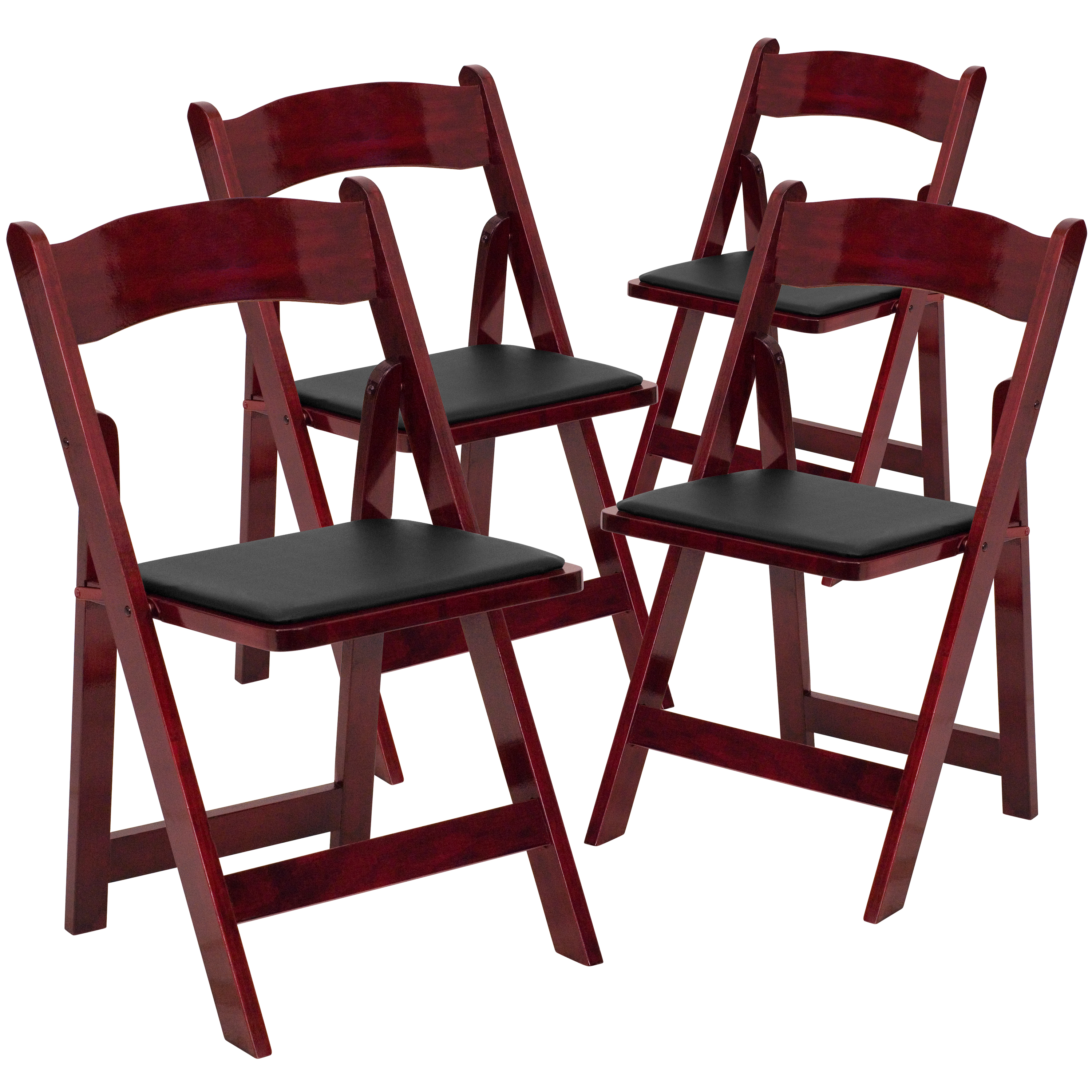 Flash Furniture 4 Pack HERCULES Series Mahogany Wood Folding Chair with Vinyl Padded Seat - image 1 of 9