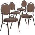 thumbnail image 1 of Flash Furniture 4 Pack HERCULES Series Teardrop Back Stacking Banquet Chair in Brown Patterned Fabric - Copper Vein Frame, 1 of 7