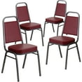 thumbnail image 1 of Flash Furniture 4 Pack HERCULES Series Trapezoidal Back Stacking Banquet Chair in Burgundy Vinyl - Silver Vein Frame, 1 of 14