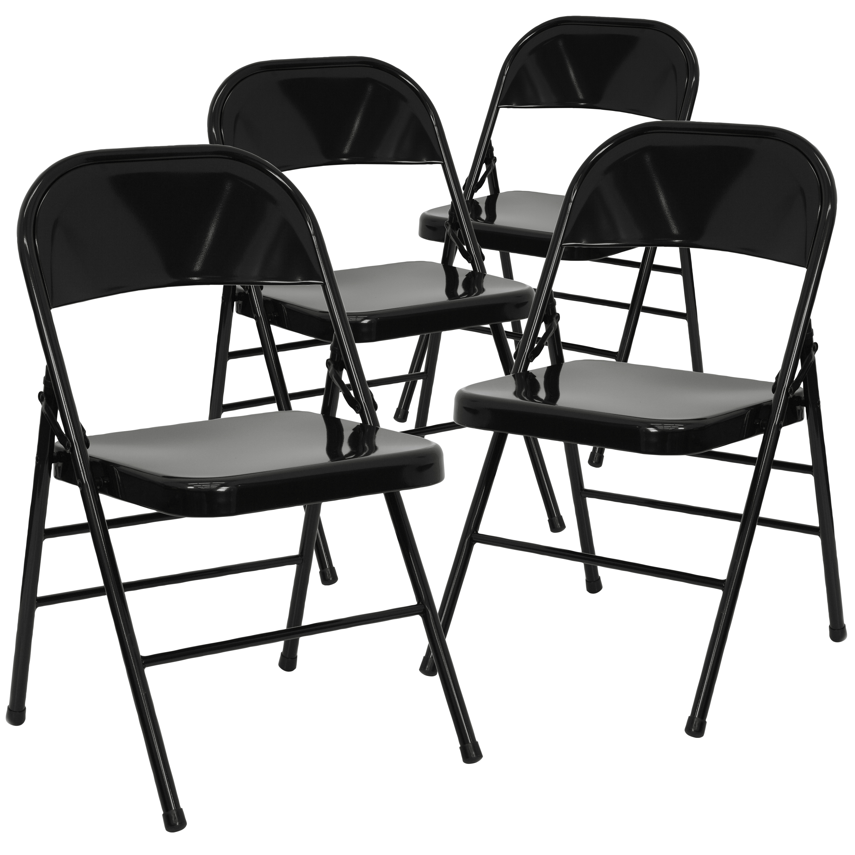 Flash Furniture 4 Pack HERCULES Series Triple Braced & Double Hinged Black Metal Folding Chair - image 1 of 14