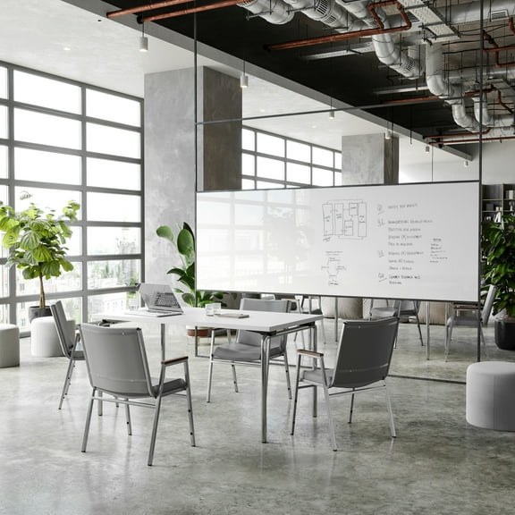 Flash Furniture 4 Pack Heavy Duty Gray Vinyl Stack Chair with Arms