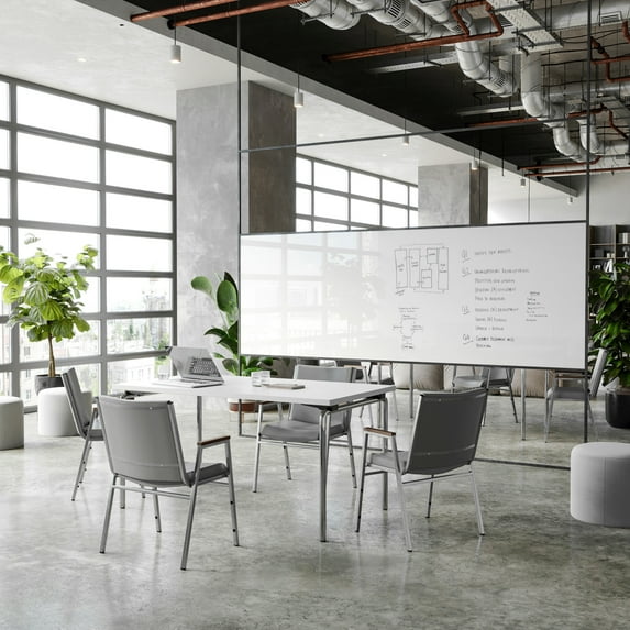 Flash Furniture 4 Pack Heavy Duty Gray Vinyl Stack Chair with Arms