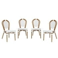thumbnail image 1 of Flash Furniture 4 Pack Indoor/Outdoor Commercial Thonet Bistro Stacking Chair, White and Gray PE Rattan and Bamboo Print Aluminum Frame in Natural, 1 of 16