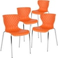 thumbnail image 1 of Flash Furniture 4 Pack Lowell Contemporary Design Orange Plastic Stack Chair, 1 of 13