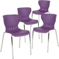 thumbnail image 1 of Flash Furniture 4 Pack Lowell Contemporary Design Purple Plastic Stack Chair, 1 of 13