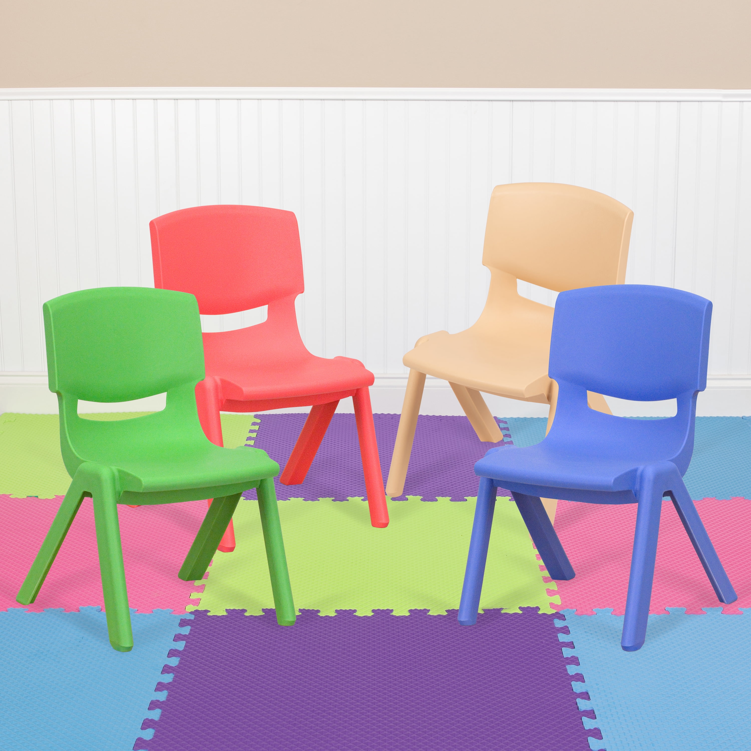 4 Pack Plastic Stackable School Chairs