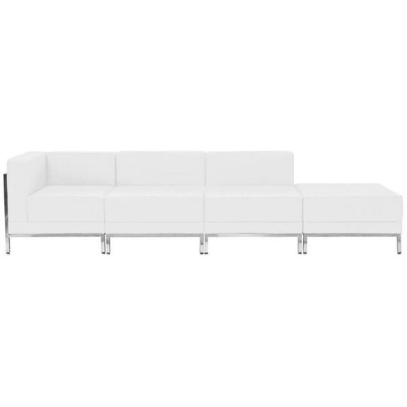 Flash Furniture 4 Piece Leather Reception Sofa Set in White