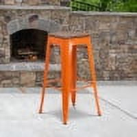 Flash Furniture 4 Pk. 30" High Backless Orange Metal Barstool with Square Wood Seat
