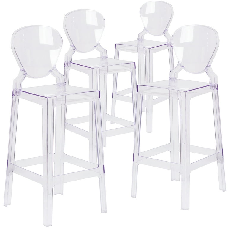 Flash furniture ghost counter stool back in transparent crystal discount