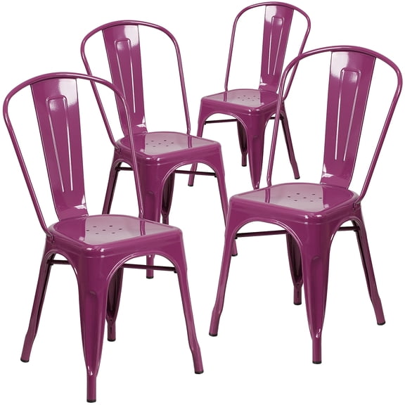 Flash Furniture Colorful Restaurant Chair Purple 4 Pack (4ET3534PUR)