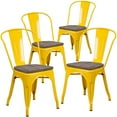 thumbnail image 1 of Flash Furniture 4 Pk. Yellow Metal Stackable Chair with Wood Seat, 1 of 9
