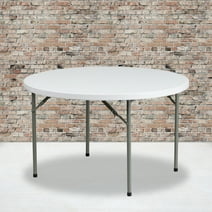 Flash Furniture 4' Round Plastic Folding Banquet and Event Table, Granite White