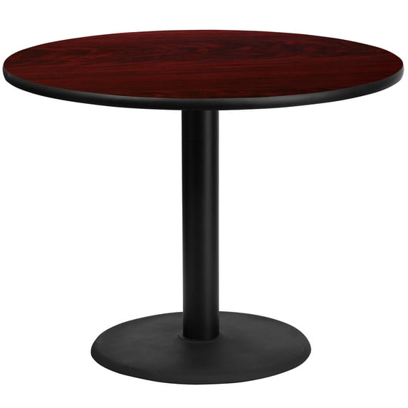 Flash Furniture 42'' Round Mahogany Laminate Table Top with 24'' Round Table Height Base