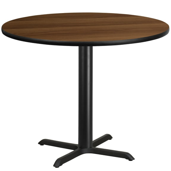 Flash Furniture 42'' Round Walnut Laminate Table Top with 33'' x 33'' Table Height Base