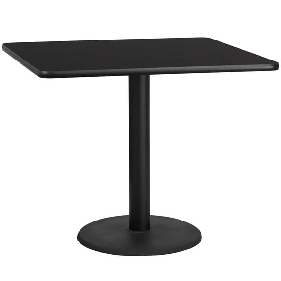 Flash Furniture 42'' Square Black Laminate Table Top with 24'' Round Table Height Base