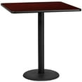 thumbnail image 1 of Flash Furniture 42'' Square Mahogany Laminate Table Top with 24'' Round Bar Height Table Base, 1 of 3