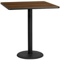 thumbnail image 1 of Flash Furniture 42'' Square Walnut Laminate Table Top with 24'' Round Bar Height Table Base, 1 of 3