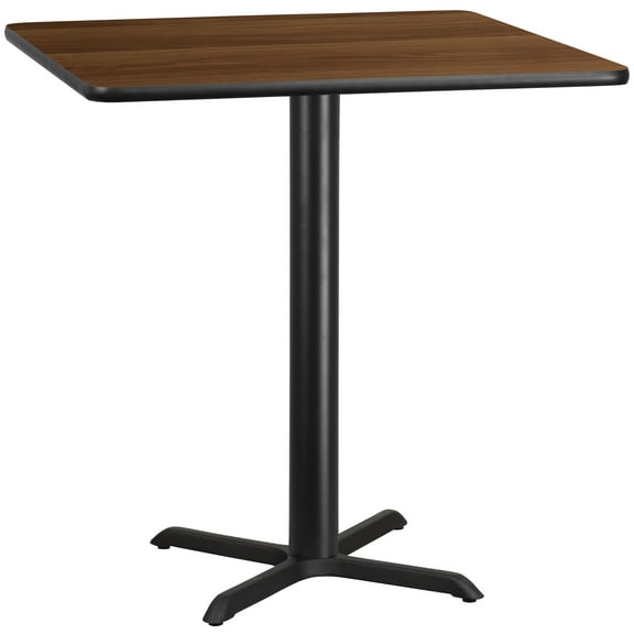 Flash Furniture 42'' Square Walnut Laminate Table Top with 33'' x 33'' Bar Height Table Base