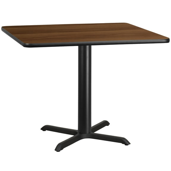 Flash Furniture 42'' Square Walnut Laminate Table Top with 33'' x 33'' Table Height Base