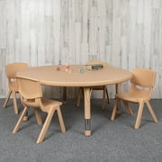Flash Furniture 45 Round Natural Plastic Height Adjustable Activity Table Set with 4 Chairs
