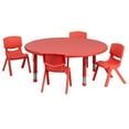 thumbnail image 1 of Flash Furniture 45'' Round Red Plastic Height Adjustable Activity Table Set with 4 Chairs, 1 of 2