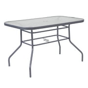 Flash Furniture 47.25" Steel Outdoor Dining Table, Silver