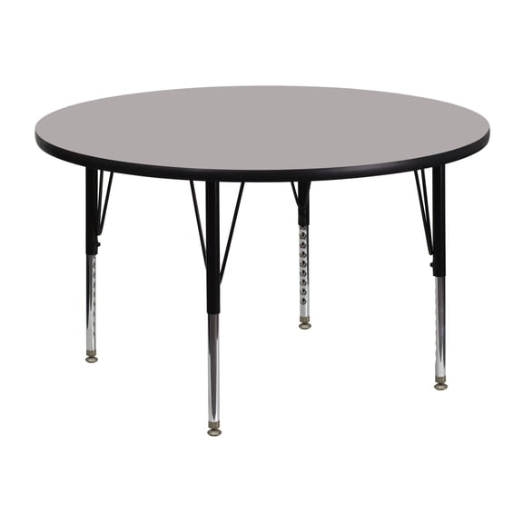 Flash Furniture 48'' Round Grey HP Laminate Activity Table - Height Adjustable Short Legs