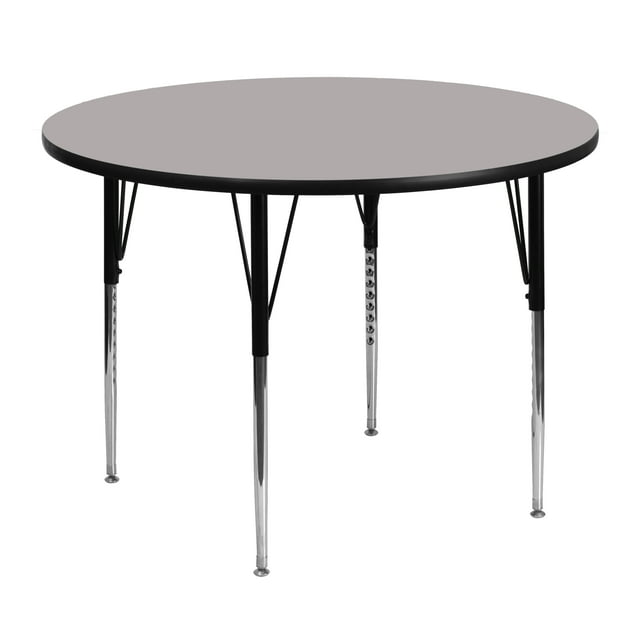 Flash Furniture 48'' Round Grey HP Laminate Activity Table - Standard Height Adjustable Legs