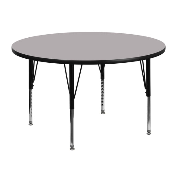 Flash Furniture 48'' Round Grey Thermal Laminate Activity Table - Height Adjustable Short Legs