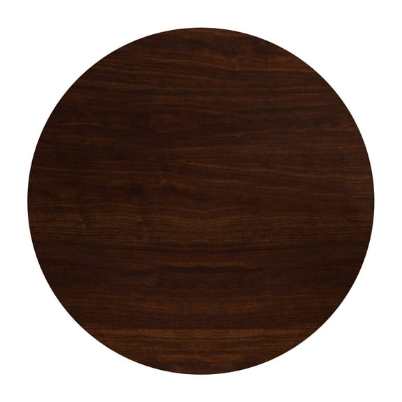 Flash Furniture 48'' Round High-Gloss Walnut Resin Table Top with 2'' Thick Drop-Lip