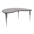 thumbnail image 1 of Flash Furniture Wren 48''W x 72''L Kidney Grey Thermal Laminate Activity Table - Standard Height Adjustable Legs, 1 of 4