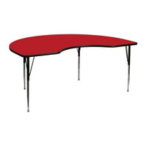 Flash Furniture 48''W x 72''L Kidney Red HP Laminate Activity Table - Standard Height Adjustable Legs