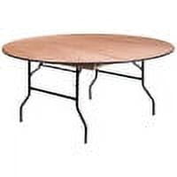 66-Inch Round Black Metal and Wood Folding Table
