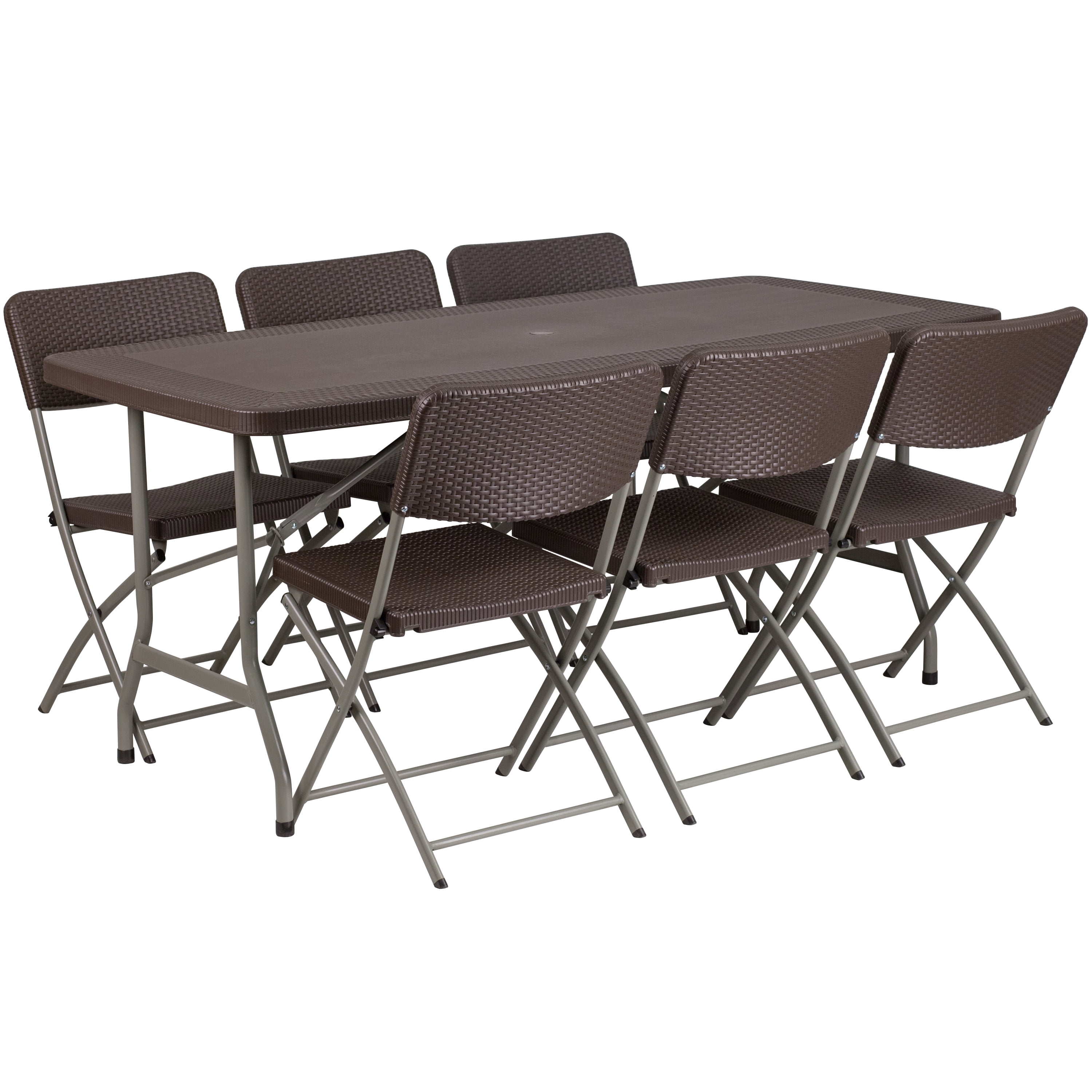 Flash Furniture 32.5-in x 67.5-in Outdoor Rectangle Plastic Brown Folding Table Flash Furniture 32.5-in x 67.5-in Outdoor Rectangle Plastic Brown Folding Table