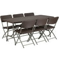 thumbnail image 1 of Flash Furniture 5.62-Foot Brown Rattan Indoor-Outdoor Plastic Folding Table Set with 6 Chairs, 1 of 2