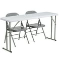 thumbnail image 1 of Flash Furniture 5-Foot Plastic Folding Training Table Set with 2 Gray Metal Folding Chairs, 1 of 2