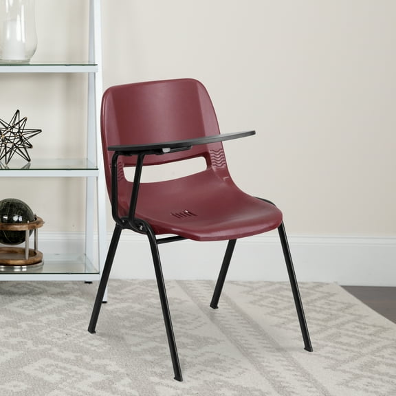 Flash Furniture 5 Pack Burgundy Ergonomic Shell Chair with Right Handed Flip-Up Tablet Arm