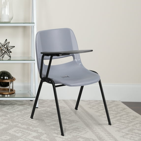 Flash Furniture 5 Pack Gray Ergonomic Shell Chair with Right Handed Flip-Up Tablet Arm
